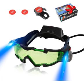 Kids Night Vision Goggles with Spy Frisbee Toys, 2 PCS Spy Lens/Glasses Toys with Flip-Out Lights Green Lens, Adjustable Spy Gear Night Mission Goggles Kit for Kids 6 7 8 9 10 11 12 Boy Girl Gifts in Kuwait