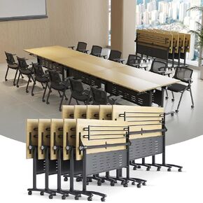 2/4/6/8 FT TABLE ROADE مع عجلات ، طاولة مؤتمرات قابلة للطي للمكتب ، التدريب ، المدارس الجوز الحديثة طاولة غرفة اجتماعات المؤتمرات الخشبية الكبيرة (MAPL 4PACK ، 55 بوصة) in Kuwait