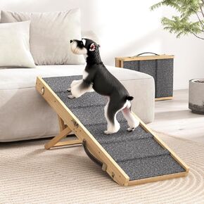 Adjustable Dog Ramp for Car with Anti-Slip Rug and 4 Height Levels for 7.7" to 15.8", Folding Dog Steps Doggie Ramp Pet Stairs for Couch, Car, Bed Stairs, Portable and Bearing 200LBS in Saudi Arabia