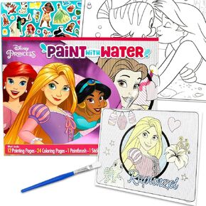 Disney Princess Paint with Water for Kids ، الأطفال الصغار الذين تتراوح أعمارهم بين 3+ - حزمة مع 36 صفحة كتاب كرسون خالٍ من الفوضى المجانية للأعمار 3 4 5 6 7 8 وأكثر | ديزني الأميرة لا ميس الفنون والحرف in Kuwait