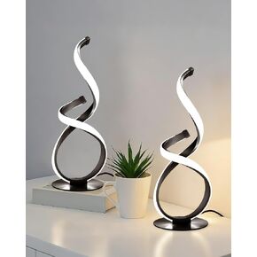 2 Pack Bedside Table Lamp, LED Spiral Desk Lamp, Touch Dimmable, 3 Color Temperature, Modern Nightstand Light for Night Stands, Unique Side Light for Bedroom, Living Room, Gold in Saudi Arabia