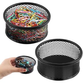 Paper Clip Holder 2/4 Pack Paperclip Holders Wire Mesh Paperclip Dish Holders Desktop Round Paper Clip Dispenser for Desk Office Organizer Accessories(9x4cm/3.54x1.57inch,COLOR:2pcs) in Kuwait