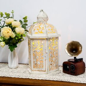 فانوس شموع مزخرف من JHY DESIGN بطول 15 بوصة، حامل شموع معدني معلق على الطراز العتيق للمناسبات الداخلية والخارجية وحفلات الزفاف (أسود مع فرشاة ذهبية) in Kuwait