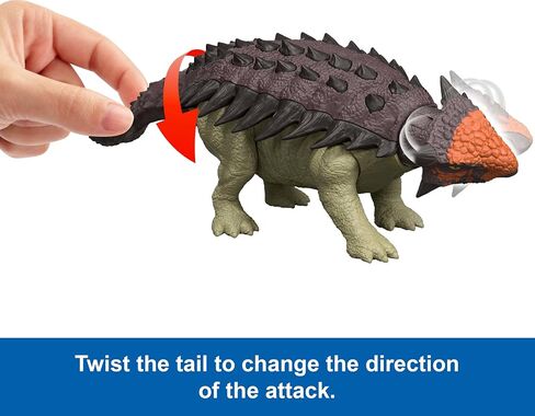 Mattel Jurassic World Rebirth Wild Roar Dinosaur ، شخصية Ankylosaurus قابلة للبص in Kuwait