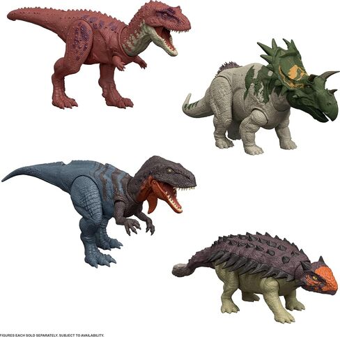 Mattel Jurassic World Rebirth Wild Roar Dinosaur ، شخصية Ankylosaurus قابلة للبص in Kuwait