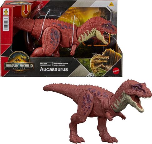 Mattel Jurassic World Rebirth Wild Roar Dinosaur Toy ، Aucasaurus مع Chomp خاضع للرقابة ، هجوم وصوت متعدد الاتجاهات ، Play Digital in Kuwait