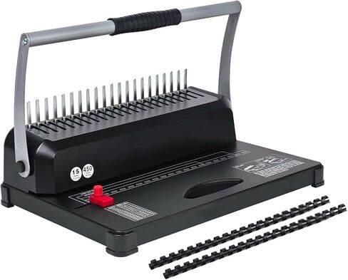Comb Binding Machine, 21-Hole, 450 Sheets Capacity, Punch up to 12 Sheets,Punch Comb Binder Machines for Letter Size A5/A4 Paper with 100pcs 1/4" Binding Spines in Kuwait