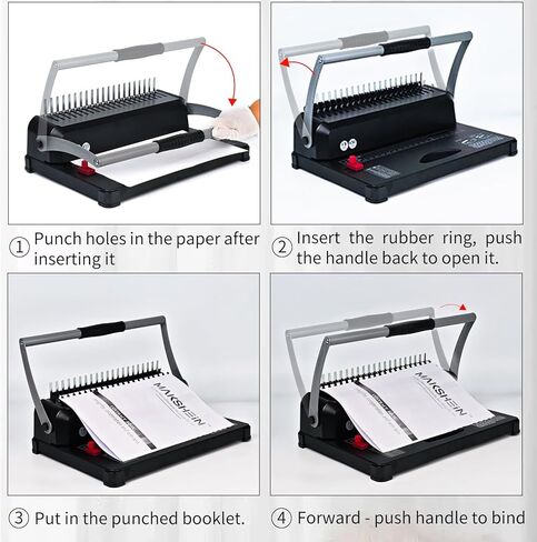 Comb Binding Machine, 21-Hole, 450 Sheets Capacity, Punch up to 12 Sheets,Punch Comb Binder Machines for Letter Size A5/A4 Paper with 100pcs 1/4" Binding Spines in Kuwait