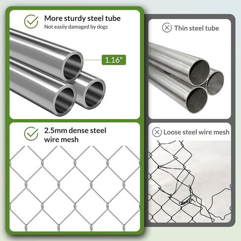Rovibek 10x10 Ft Dog Kennel Outside, Outdoor Dog Kennel with Roof, Dog Kennels Outdoor with Steel Rotating Feeder Bowls, Outside Kennel for Large Dogs in Kuwait