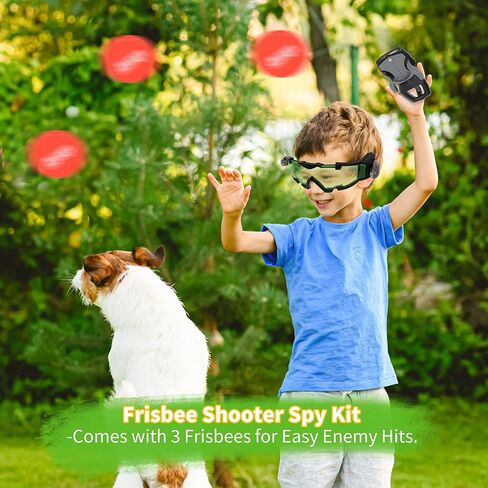 Kids Night Vision Goggles with Spy Frisbee Toys, 2 PCS Spy Lens/Glasses Toys with Flip-Out Lights Green Lens, Adjustable Spy Gear Night Mission Goggles Kit for Kids 6 7 8 9 10 11 12 Boy Girl Gifts in Kuwait