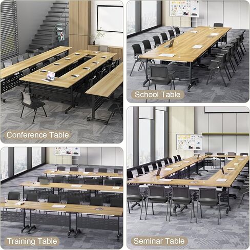 2/4/6/8 FT TABLE ROADE مع عجلات ، طاولة مؤتمرات قابلة للطي للمكتب ، التدريب ، المدارس الجوز الحديثة طاولة غرفة اجتماعات المؤتمرات الخشبية الكبيرة (MAPL 4PACK ، 55 بوصة) in Kuwait