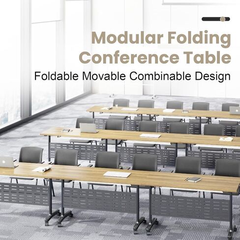 2/4/6/8 FT TABLE ROADE مع عجلات ، طاولة مؤتمرات قابلة للطي للمكتب ، التدريب ، المدارس الجوز الحديثة طاولة غرفة اجتماعات المؤتمرات الخشبية الكبيرة (MAPL 4PACK ، 55 بوصة) in Kuwait