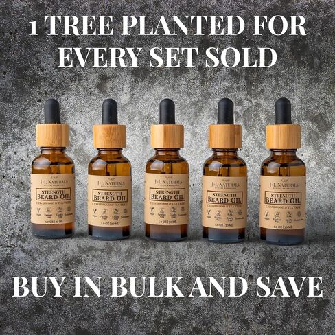 J&L Naturals | Beard Oil for Men | Strengthen, Prevent Damage & Breakage, Beard Care | 100% Natural Ingredients With Argan Oil, Jojoba Oil, Coconut Oil (1 Fl Oz (Pack of 5), Cedarwood & Tea Tree) in Kuwait