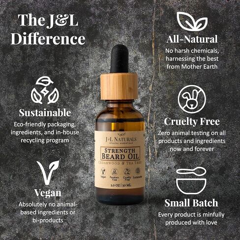 J&L Naturals | Beard Oil for Men | Strengthen, Prevent Damage & Breakage, Beard Care | 100% Natural Ingredients With Argan Oil, Jojoba Oil, Coconut Oil (1 Fl Oz (Pack of 5), Cedarwood & Tea Tree) in Kuwait
