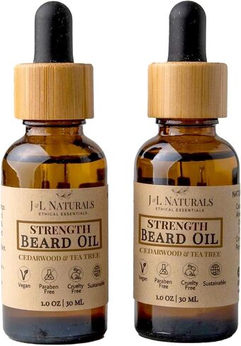 J&L Naturals | Beard Oil for Men | Strengthen, Prevent Damage & Breakage, Beard Care | 100% Natural Ingredients With Argan Oil, Jojoba Oil, Coconut Oil (1 Fl Oz (Pack of 5), Cedarwood & Tea Tree) in Kuwait