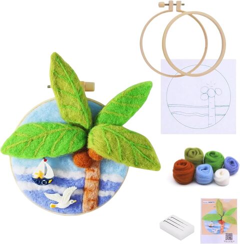 Hilsayum Wool Painting Kit Kit Edele Teedle Kit Wool Wool Felt Paint Fairs للبالغين ، ولوازم الإبرة المحسوسة للمبتدئين ، ديكور المنزل (الحديقة) in Kuwait