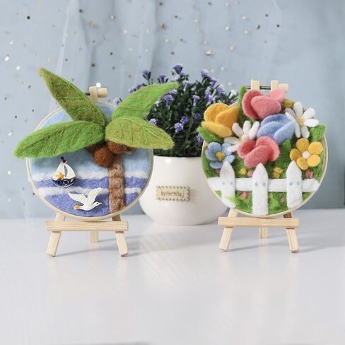 Hilsayum Wool Painting Kit Kit Edele Teedle Kit Wool Wool Felt Paint Fairs للبالغين ، ولوازم الإبرة المحسوسة للمبتدئين ، ديكور المنزل (الحديقة) in Kuwait
