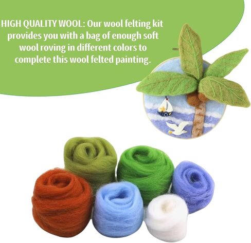 Hilsayum Wool Painting Kit Kit Edele Teedle Kit Wool Wool Felt Paint Fairs للبالغين ، ولوازم الإبرة المحسوسة للمبتدئين ، ديكور المنزل (الحديقة) in Kuwait