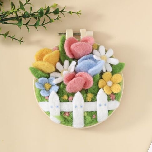 Hilsayum Wool Painting Kit Kit Edele Teedle Kit Wool Wool Felt Paint Fairs للبالغين ، ولوازم الإبرة المحسوسة للمبتدئين ، ديكور المنزل (الحديقة) in Kuwait