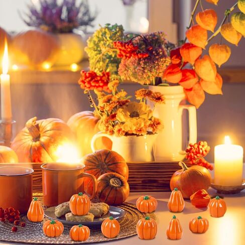100 Pcs Fall Mini Resin Ducks Figurines Autumn Tiny Maple Leave Ducks Ornaments Home Decor Miniature Garden Ornaments Thanksgiving Table Settings Dollhouse Accessories in Saudi Arabia