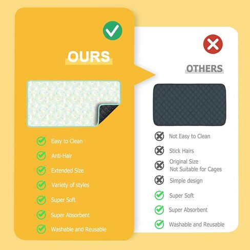 Guinea Pig Cage Liners, Washable Guinea Pig Bedding for Midwest Cage 3 Pack 49"X24", Reusable & Anti Slip & Waterproof, Absorbent Guinea Pig Pee Pad for Small Animal, Rabbit, Bunny, Chinchilla in Kuwait