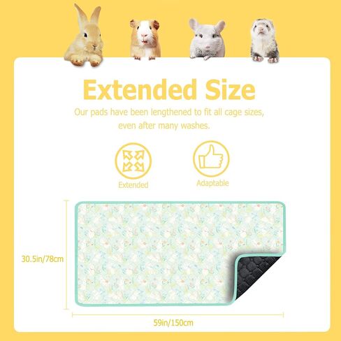 Guinea Pig Cage Liners, Washable Guinea Pig Bedding for Midwest Cage 3 Pack 49"X24", Reusable & Anti Slip & Waterproof, Absorbent Guinea Pig Pee Pad for Small Animal, Rabbit, Bunny, Chinchilla in Kuwait