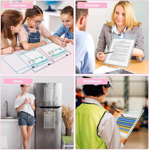 12 Pack Dry Erase Pockets 6 Assorted Colors 8.5 x 11 Inch Clear Plastic Sheet Protectors Dry Erase Pocket Sleeves Teacher School Office Supplies (Vintage) in Saudi Arabia