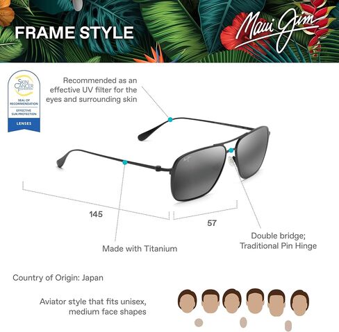 Maui Jim Men's and Women's Beaches Polarized Aviator Sunglasses in Saudi Arabia