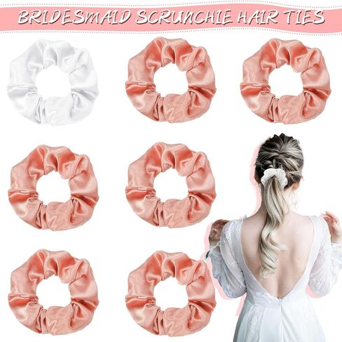 Flutesan 7 Heart Shaped Sunglasses 7 Satin Bridesmaid Scrunchies Party Favor Hair Ties Bachelorette Wedding Gifts Women Girls(Black, White) in Saudi Arabia