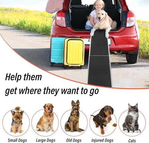 منحدر بطول الكلب الطويلة ، منحدر سيارات للسيارات الدفع الرباعي ، الألومنيوم المحمولة 15 بوصة بعرض 96 بوصة منحدرات مركبة للحيوانات الأليفة الطويلة الطويلة للكلاب والقطط الكبيرة المتوسطة ، 400 رطل in Saudi Arabia