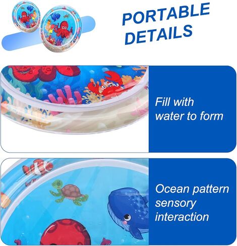 Comfort Cooling Water Mat for Cats, Interactive Sensory Play Mat with Thickened Leak Proof Sensor Tech, Durable Inflatable Baby Water mat Tummy time for Kittens, Kids & Dogs (Square Pad) in Saudi Arabia