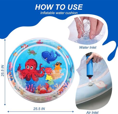 Comfort Cooling Water Mat for Cats, Interactive Sensory Play Mat with Thickened Leak Proof Sensor Tech, Durable Inflatable Baby Water mat Tummy time for Kittens, Kids & Dogs (Square Pad) in Saudi Arabia