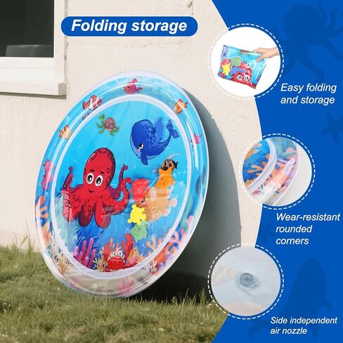 Comfort Cooling Water Mat for Cats, Interactive Sensory Play Mat with Thickened Leak Proof Sensor Tech, Durable Inflatable Baby Water mat Tummy time for Kittens, Kids & Dogs (Square Pad) in Saudi Arabia