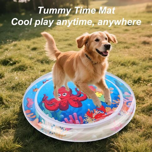 Comfort Cooling Water Mat for Cats, Interactive Sensory Play Mat with Thickened Leak Proof Sensor Tech, Durable Inflatable Baby Water mat Tummy time for Kittens, Kids & Dogs (Square Pad) in Saudi Arabia
