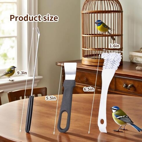 4 PCS Bird Cage Cleaning Brushes مع مقبض طويل ومجارف - إكسسوارات قفص الطيور ، منظف قفص الطيور ، مزيل أنبوب لتنظيف أنبوب في أقفاص الحيوانات الأليفة ، أقفاص الببغاء وعثمان الطيور in Saudi Arabia
