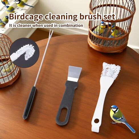 4 PCS Bird Cage Cleaning Brushes مع مقبض طويل ومجارف - إكسسوارات قفص الطيور ، منظف قفص الطيور ، مزيل أنبوب لتنظيف أنبوب في أقفاص الحيوانات الأليفة ، أقفاص الببغاء وعثمان الطيور in Saudi Arabia