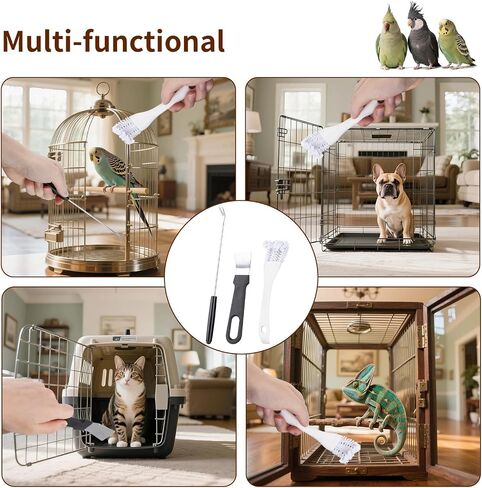 4 PCS Bird Cage Cleaning Brushes مع مقبض طويل ومجارف - إكسسوارات قفص الطيور ، منظف قفص الطيور ، مزيل أنبوب لتنظيف أنبوب في أقفاص الحيوانات الأليفة ، أقفاص الببغاء وعثمان الطيور in Saudi Arabia