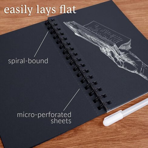 WA Portman Black Paper Sketchbook - A5 (6 "x 8.25") كراسة رسم أسود للرسم - 140 GSM 60 صفحة (30 ورقة) Drawing Pad Journal - لوحة رسم مثالية للأطفال والبالغين in Kuwait
