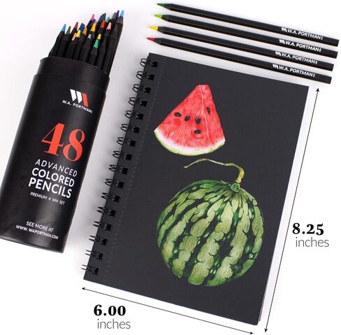 WA Portman Black Paper Sketchbook - A5 (6 "x 8.25") كراسة رسم أسود للرسم - 140 GSM 60 صفحة (30 ورقة) Drawing Pad Journal - لوحة رسم مثالية للأطفال والبالغين in Kuwait