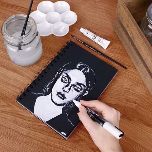 WA Portman Black Paper Sketchbook - A5 (6 "x 8.25") كراسة رسم أسود للرسم - 140 GSM 60 صفحة (30 ورقة) Drawing Pad Journal - لوحة رسم مثالية للأطفال والبالغين in Kuwait