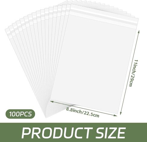 100PCS 8.5 x 11 Inch Cellophane Bags Self Sealing, Resealable Clear Plastic Sleeves for Paper, Artwork, Photo Mats, Comic, Magazine Page Protectors in Saudi Arabia