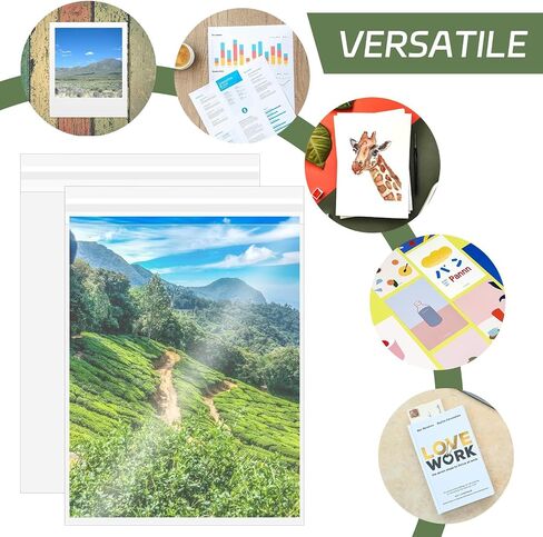 100PCS 8.5 x 11 Inch Cellophane Bags Self Sealing, Resealable Clear Plastic Sleeves for Paper, Artwork, Photo Mats, Comic, Magazine Page Protectors in Saudi Arabia