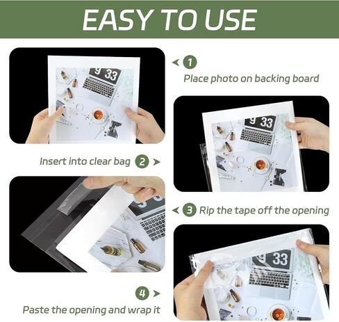 100PCS 8.5 x 11 Inch Cellophane Bags Self Sealing, Resealable Clear Plastic Sleeves for Paper, Artwork, Photo Mats, Comic, Magazine Page Protectors in Saudi Arabia