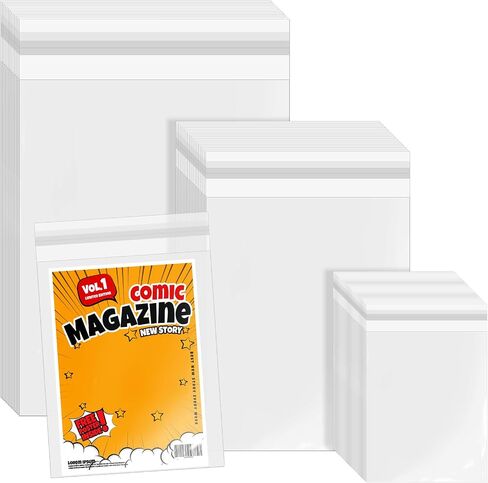 100PCS 8.5 x 11 Inch Cellophane Bags Self Sealing, Resealable Clear Plastic Sleeves for Paper, Artwork, Photo Mats, Comic, Magazine Page Protectors in Saudi Arabia