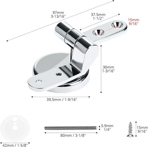 QWORK Replacement Toilet Seat Hinge Mountings Stainless Steel 1 Set with Bolts and Nuts in Kuwait