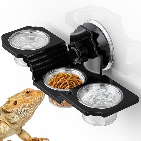 طبق غذائي Crested Gecko ، طبق تغذية الزواحف - حافة التغذية All -In -One مع 6 أكواب PVC ، تصميم كأس شفط قوي - من أجل Crested Geckos و Leopard Geckos و Beated Dragon & Birds in Saudi Arabia