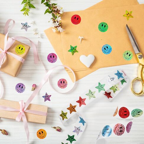 1000pcs ملصقات بريق مبتسمة ، 1 بوصة ، 10 ملصقات سعيدة رقائق براقة ، سلوك طالب مجزي ، مدرس الفصل الدراسي المدرسي in Kuwait