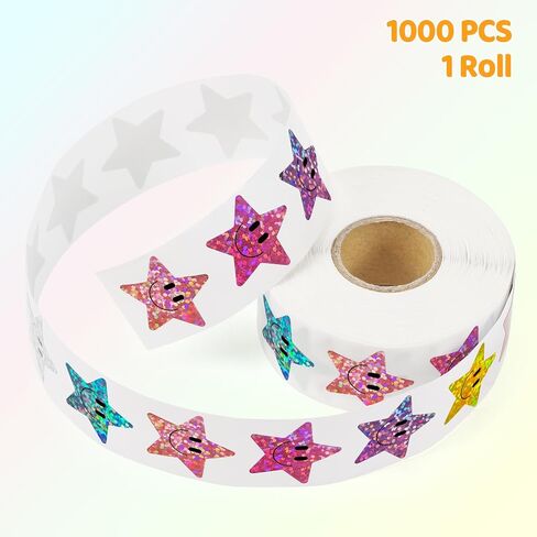 1000pcs ملصقات بريق مبتسمة ، 1 بوصة ، 10 ملصقات سعيدة رقائق براقة ، سلوك طالب مجزي ، مدرس الفصل الدراسي المدرسي in Kuwait