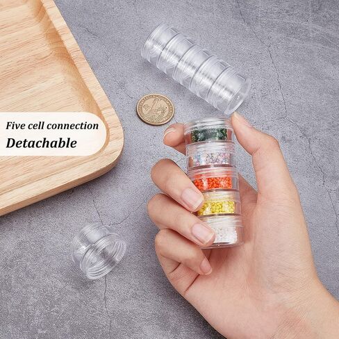 Benecreat 5g/5ml قابلة للتكديس حاويات بلاستيكية 8 عمود (5 طبقة/عمود) الجرار تخزين الخرز للخرز البذور ، تدريبات الماس وغيرها من مكونات المجوهرات in Saudi Arabia