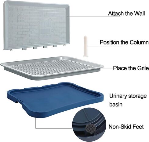 Pee Pad Holder,Indoor Dog Potty Pad,Puppy Potty Training Tray,for Small and Medium-Sized Dogs,20"*15", with Pee Wall, Non-Skid Feet(Navy Blue) in Saudi Arabia